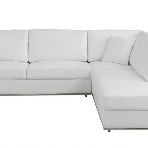 White Italian Leather Reclining L Shaped Two Piece Corner Sectional