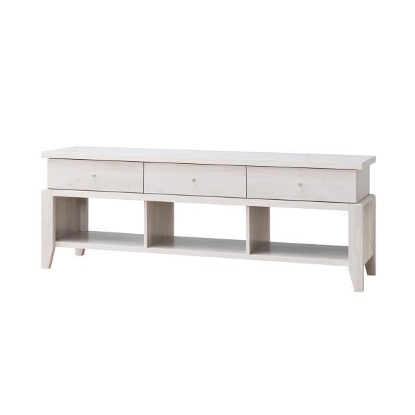 60" White Oak Manufactured Wood Cabinet Enclosed Storage TV Stand - Image 3
