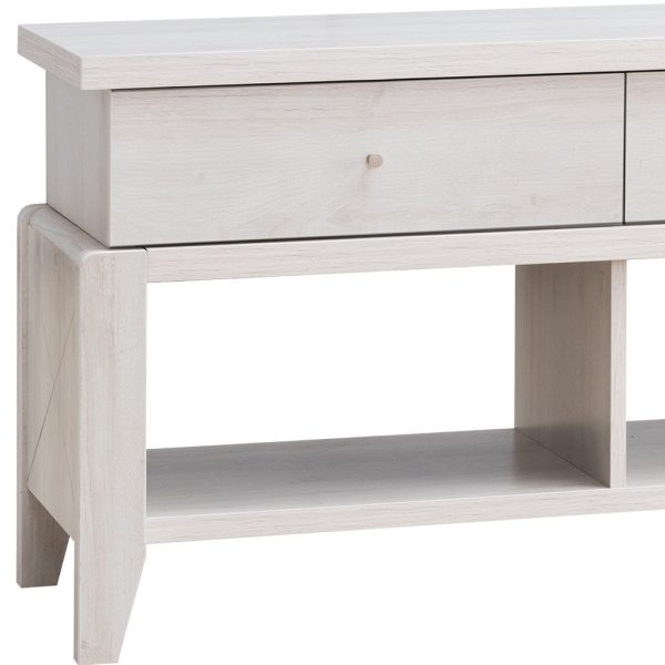 60" White Oak Manufactured Wood Cabinet Enclosed Storage TV Stand - Image 4