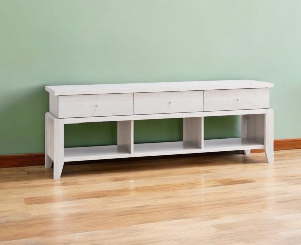 60" White Oak Manufactured Wood Cabinet Enclosed Storage TV Stand - Image 2