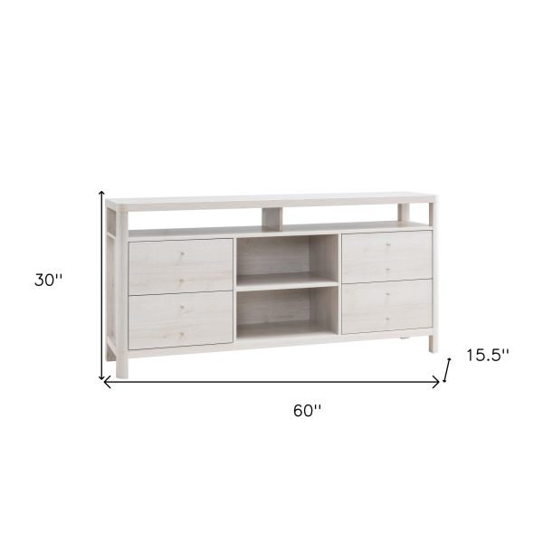 60" White Oak Manufactured Wood Cabinet Enclosed Storage TV Stand - Image 3