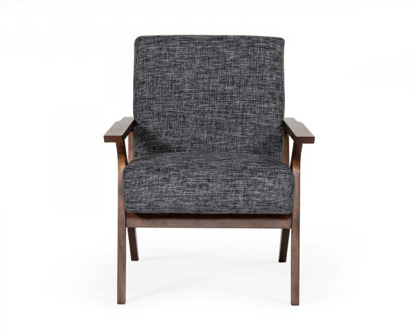 24" Grey And Walnut Solid Color Arm Chair - Image 2