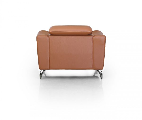 42" Brown Genuine Leather And Silver Solid Color Lounge Chair - Image 3