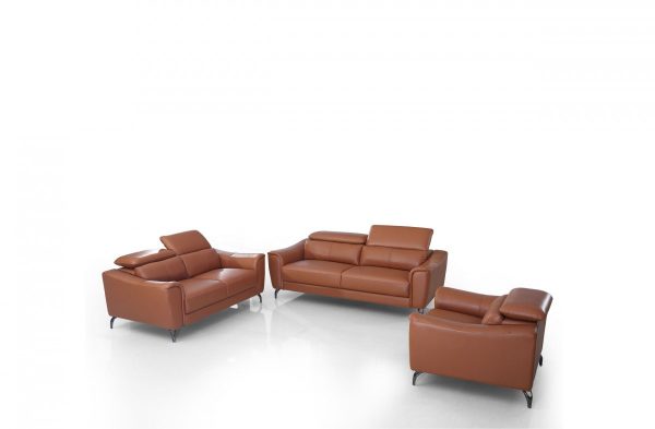 Three Piece Brick Red Genuine Leather Six Person Seating Set - Image 2
