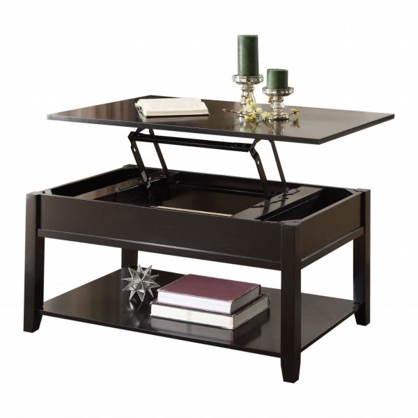 40" Black Manufactured Wood Lift Top Coffee Table With Storage - Image 4