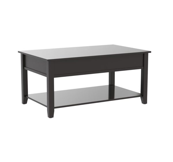 40" Black Manufactured Wood Lift Top Coffee Table With Storage - Image 2