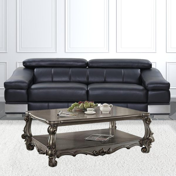 59" Gray Polyresin Coffee Table With Shelf - Image 2