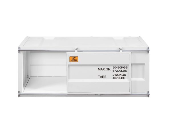 47" White Iron Cargo Container Style Coffee Table with Storage - Image 4