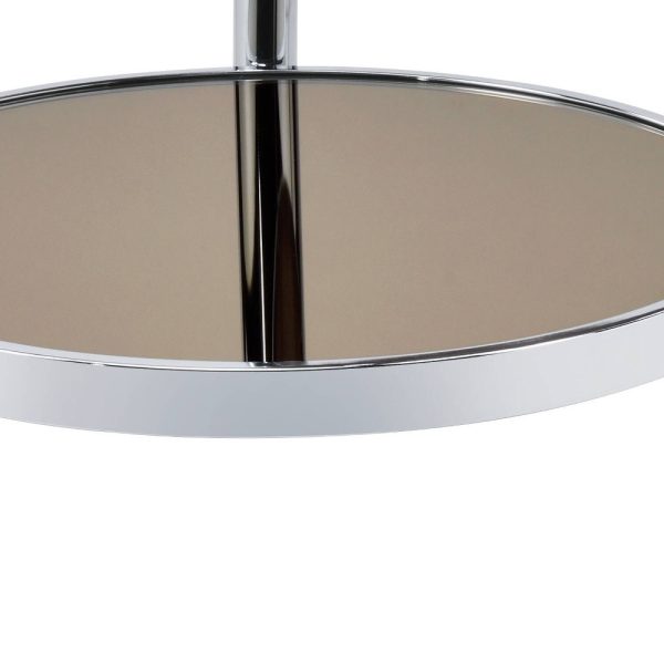 37" Chrome And Silver Mirrored Two Tier Round Mirrored Coffee Table - Image 4