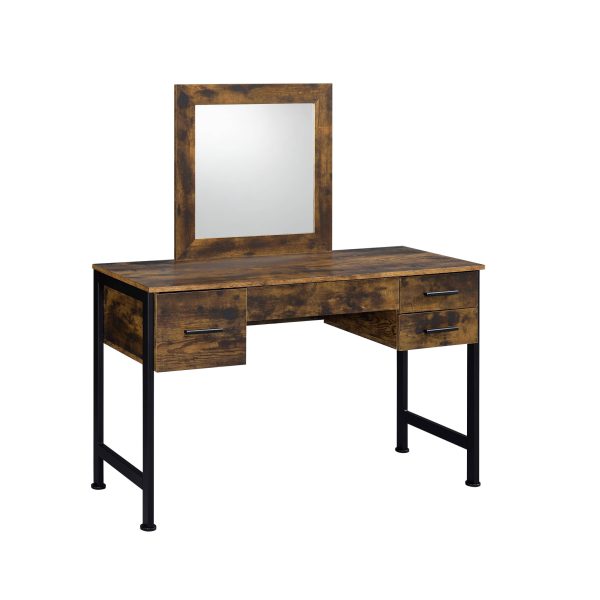 53" Rustic Oak & Black Finish Dresser Mirror - Image 4