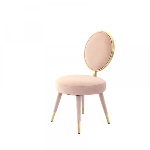 Set Of Two 21" Pink Velvet And Pink And Gold Solid Color Side Chair - Image 2