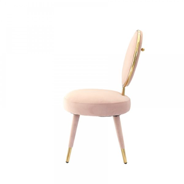 Set Of Two 21" Pink Velvet And Pink And Gold Solid Color Side Chair - Image 3