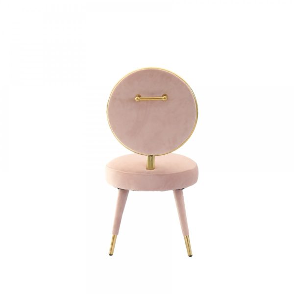 Set Of Two 21" Pink Velvet And Pink And Gold Solid Color Side Chair - Image 4