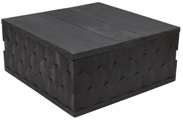 40" Dark Gray Solid Wood Square Distressed Coffee Table - Image 3