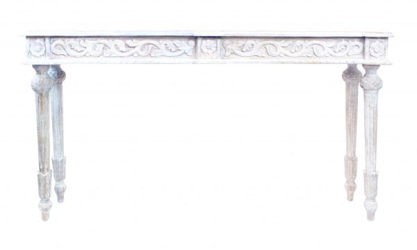 54" White Solid Wood Distressed Console Table - Image 3