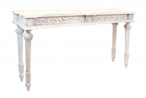 54" White Solid Wood Distressed Console Table - Image 2