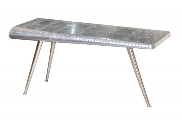 56" Silver Aluminum Three Leg Console Table - Image 3