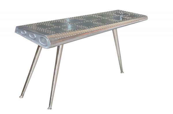56" Silver Aluminum Three Leg Console Table - Image 2