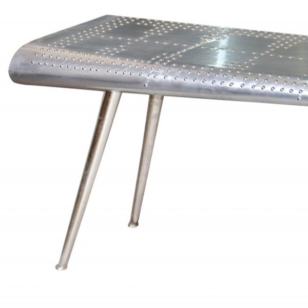 56" Silver Aluminum Three Leg Console Table - Image 4