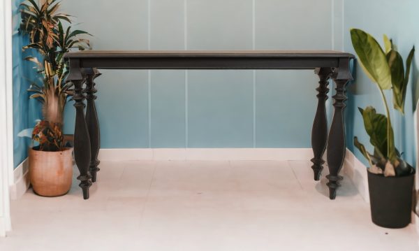 54" Black Solid Wood Distressed Console Table - Image 4