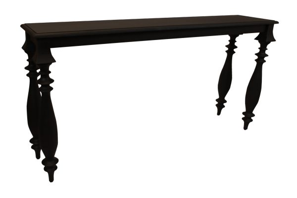 54" Black Solid Wood Distressed Console Table - Image 2