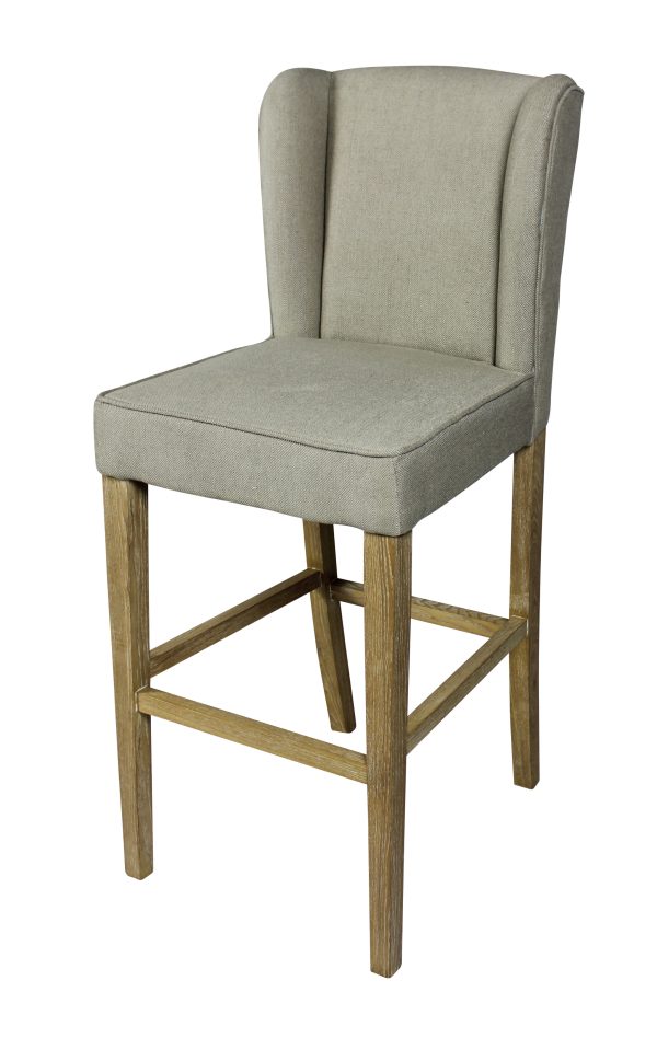 30" Gray And Brown Solid Wood Bar Height Bar Chair - Image 2