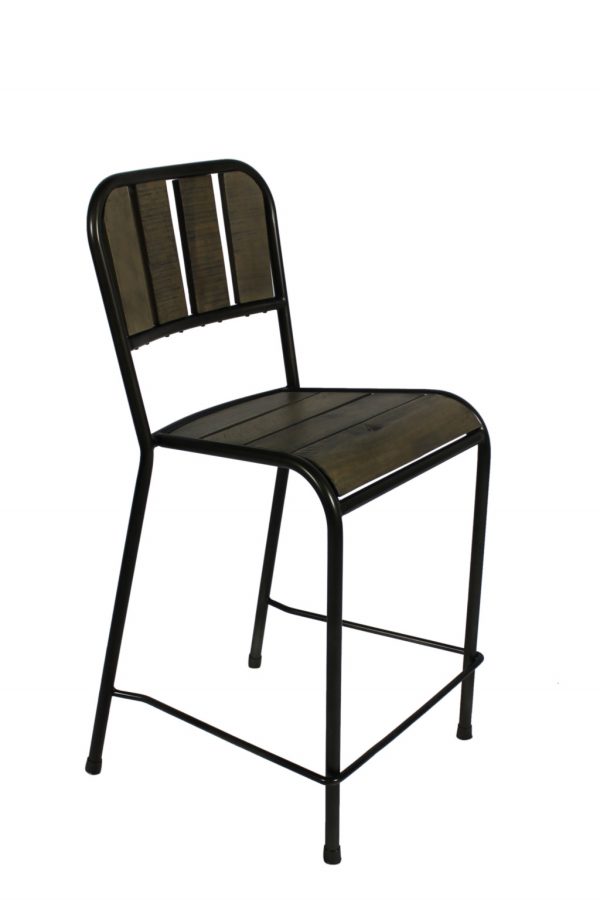 25" Brown And Black Iron Counter Height Bar Chair - Image 2