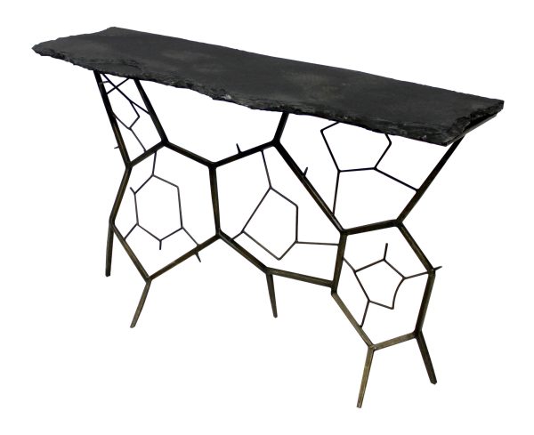 51" Black Stone Abstract Console Table - Image 3