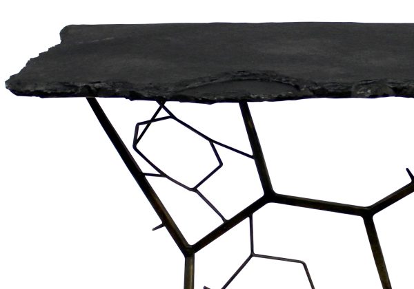 51" Black Stone Abstract Console Table - Image 4