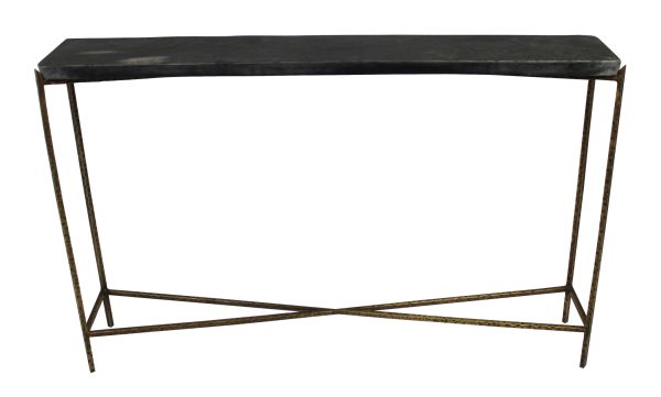 48" Black and Gold Stone Frame Console Table - Image 3