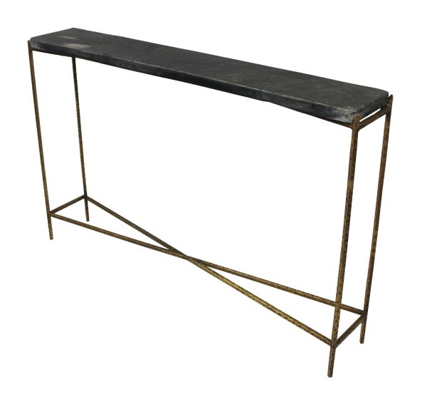 48" Black and Gold Stone Frame Console Table - Image 2