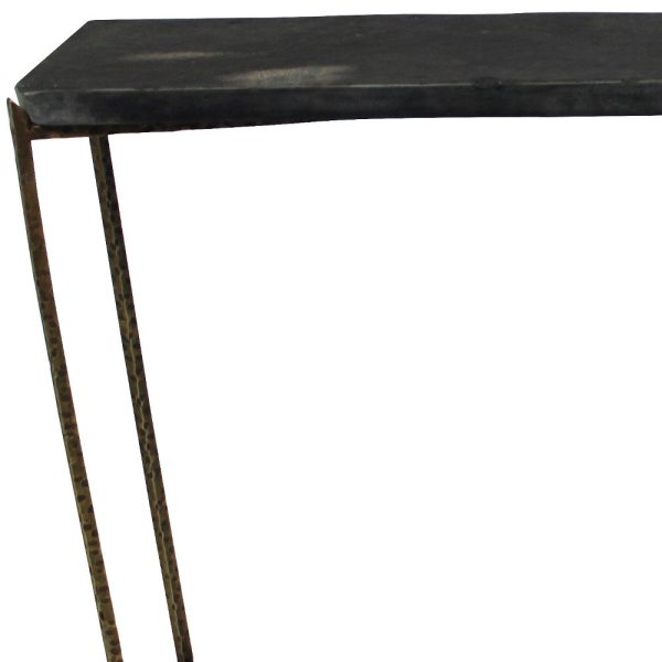 48" Black and Gold Stone Frame Console Table - Image 4