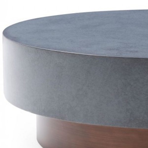 48" Antique Copper And Grey Steel Round Coffee Table - Image 3