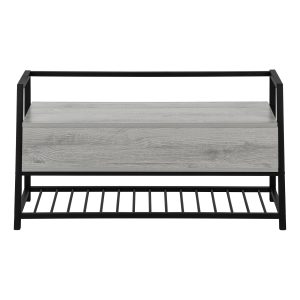 42" Gray And Black Bench With Flip top