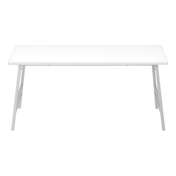 40" White And Silver Wood And Metal Coffee Table - Image 3