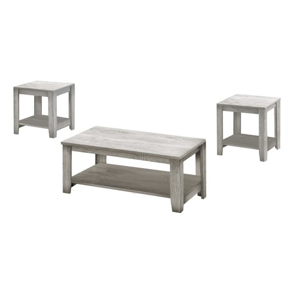 Set Of Three 42" Gray Rectangular Coffee Table With Three Shelves - Image 3