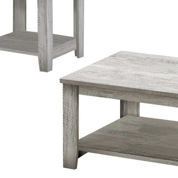 Set Of Three 42" Gray Rectangular Coffee Table With Three Shelves - Image 4