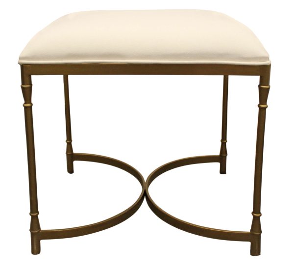 21 " Ivory And Brass Iron Backless Bar Chair - Image 3