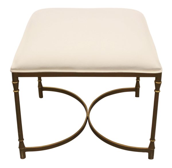 21 " Ivory And Brass Iron Backless Bar Chair - Image 4