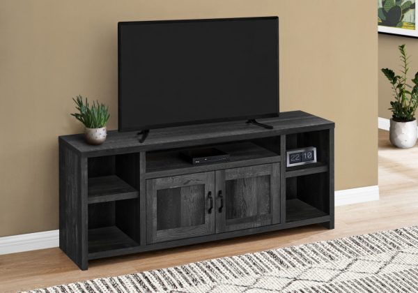 59" Black Cabinet Enclosed Storage TV Stand - Image 3
