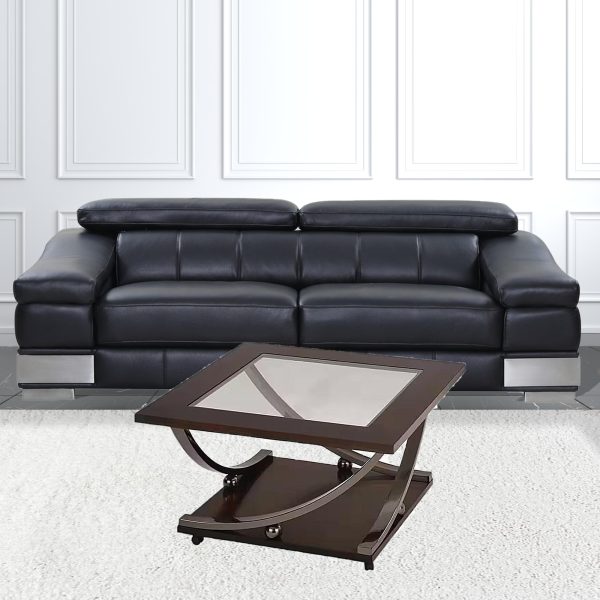 36" Black Nickel And Clear Glass Square Coffee Table With Shelf - Image 4