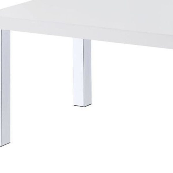 47" Chrome And White Rectangular Coffee Table With Shelf - Image 3