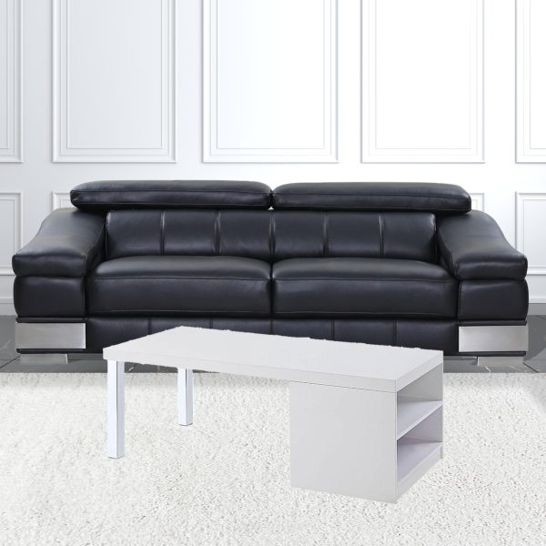 47" Chrome And White Rectangular Coffee Table With Shelf - Image 2