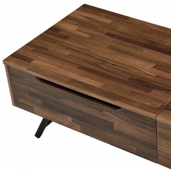 48" Brown And Black Metal Lift Top Coffee Table With Two Drawers - Image 3