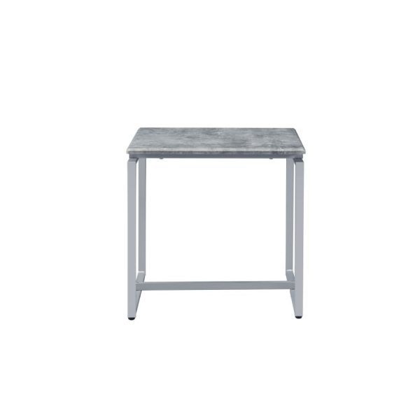 47" Silver And Faux Concrete Pvc Veneer Rectangular Coffee Table - Image 3