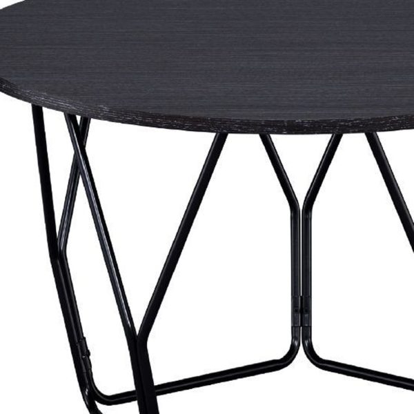 32" Black And Espresso Round Coffee Table - Image 3
