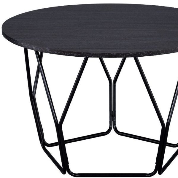 32" Black And Espresso Round Coffee Table - Image 4