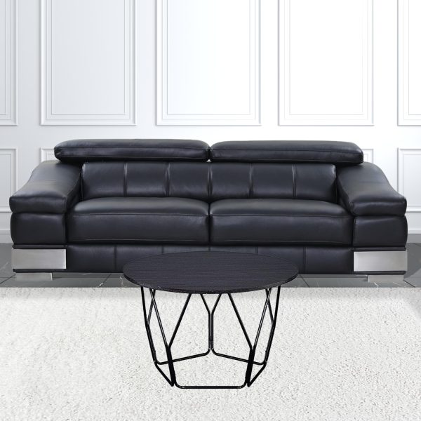 32" Black And Espresso Round Coffee Table - Image 2