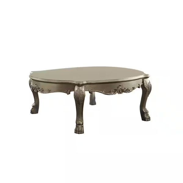 54" Gold And Bone Solid And Manufactured Wood Coffee Table - Image 2