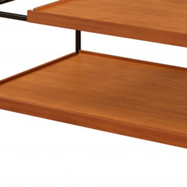 48" Black And Honey Oak Rectangular Coffee Table With Shelf - Image 3